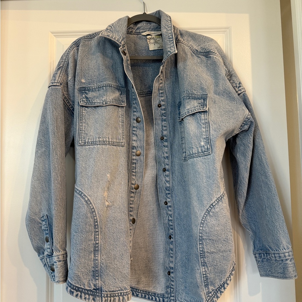 Aerie Offline Original Denim Oversized Distressed Jacket